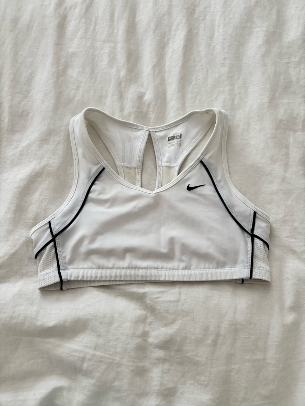 Vintage Y2K Nike Fit Dry White Black Piping Sports Bra Size M